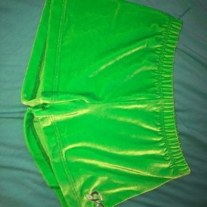 GK Velvet Shorts-Lime Green